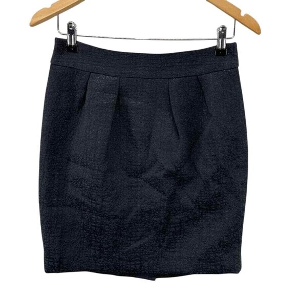Banana Republic Skirt Womens 4 Petite Black Sparkle Pleated Front Zip Back - Picture 1 of 7